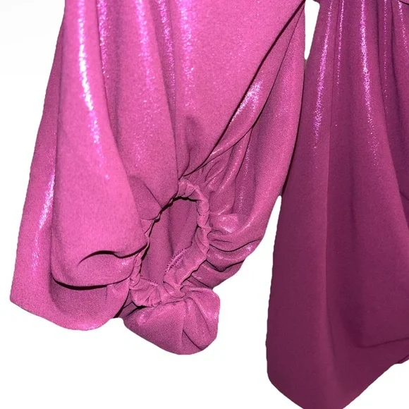 THE ATTICO Karen Mini Dress Pink Violet Lamé Cutout Cocktail US 4 IT 40 chain - Picture 8 of 16